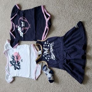 Set of Milwaukee Brewers onesies, dress and socks, size 24 months
